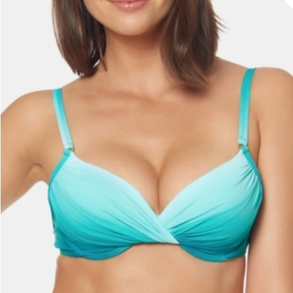 BLEU Rod Beattie Women's bikini top Stretch Push-Up Twist Front Fixed Cups 6 - Picture 1 of 8